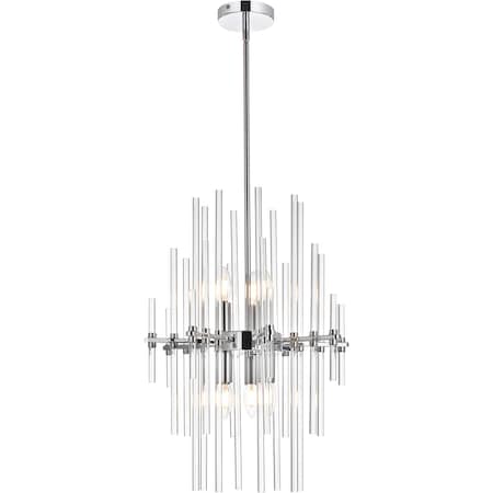 Sienna 17 Inch Crystal Rod Pendant In Chrome